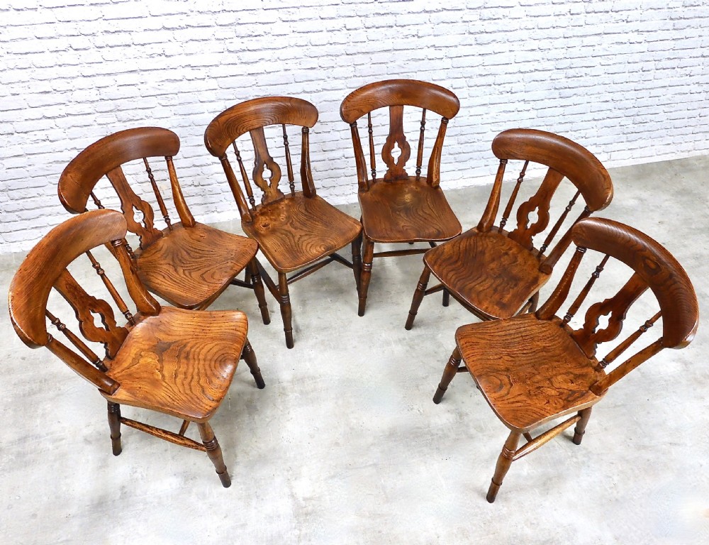 Set 6 Windsor Farmhouse Kitchen Dining Chairs View IV