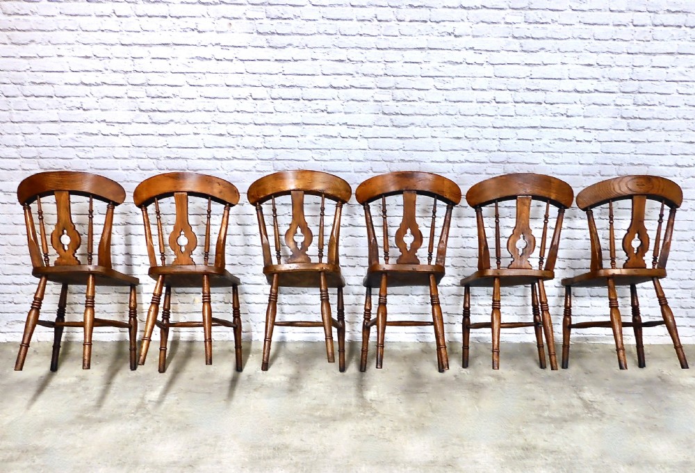 Set 6 Windsor Farmhouse Kitchen Dining Chairs View V