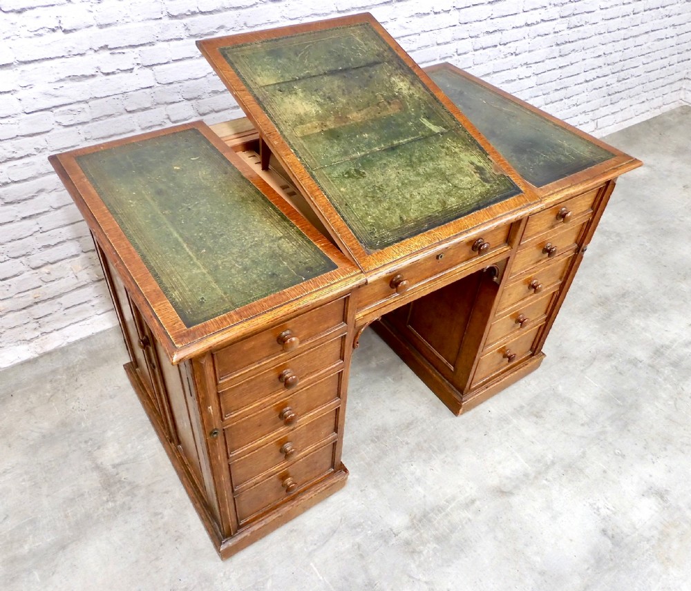 Oak Pedestal Desk View X