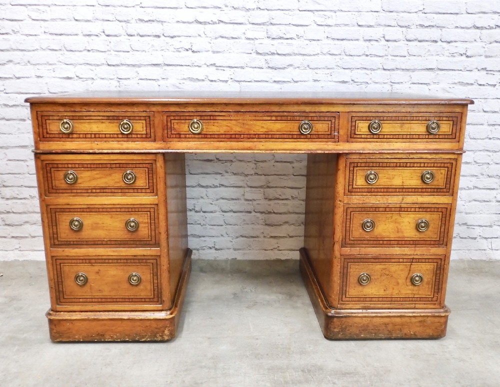 Pine Pedestal Desk in Original Paint View III