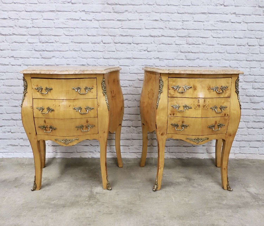 A Pair of Marble Top Bedside Chests (2)