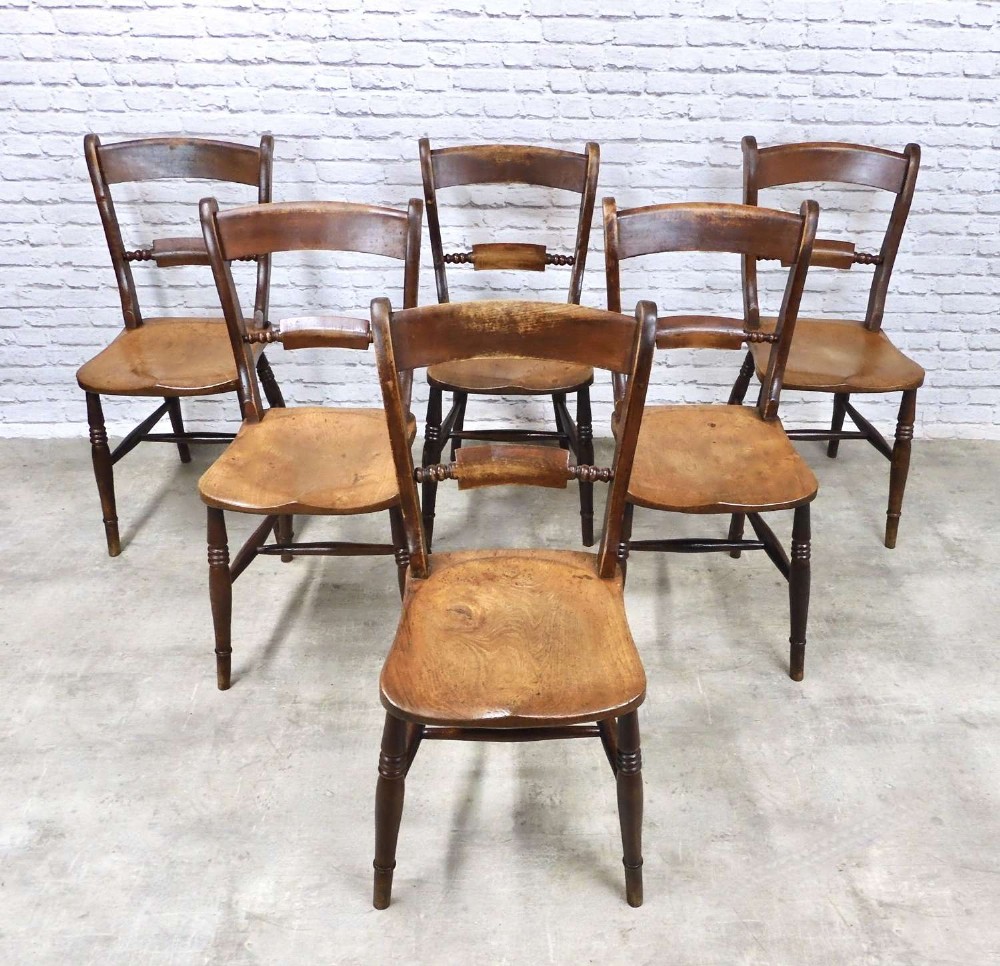 Set 6 Farmhouse Windsor Kitchen Dining Chairs