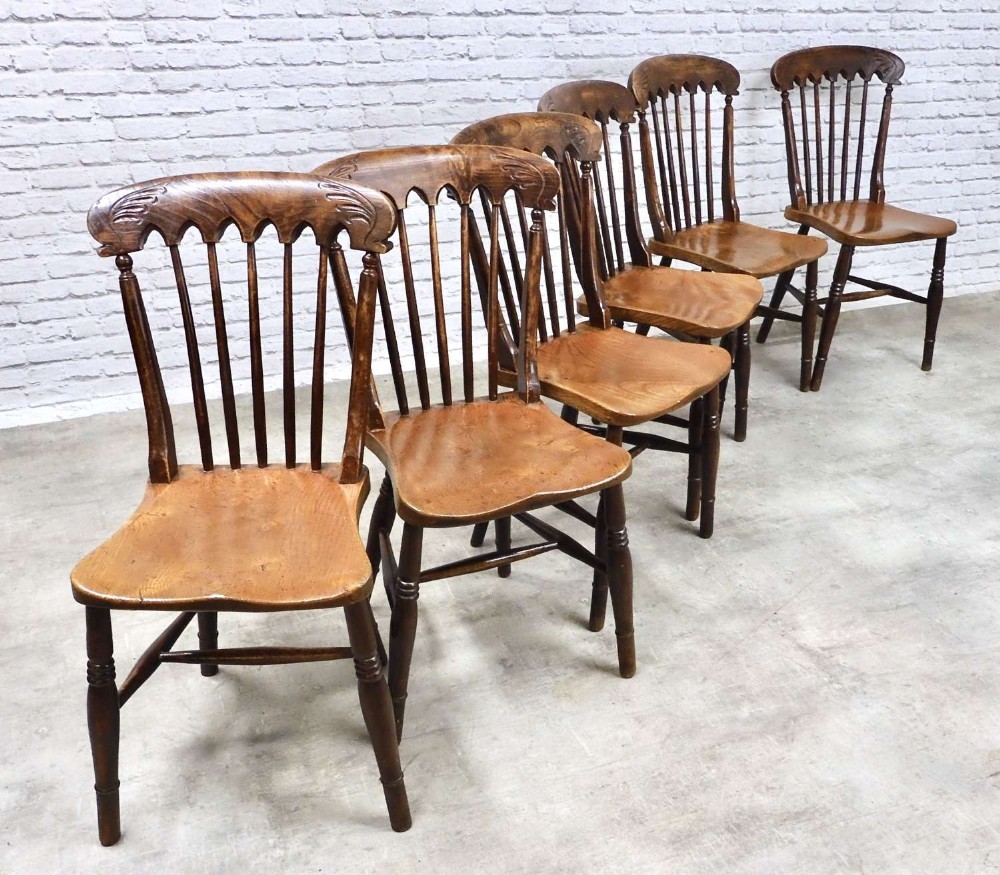 Set 6 Farmhouse Windsor Kitchen Dining Chairs