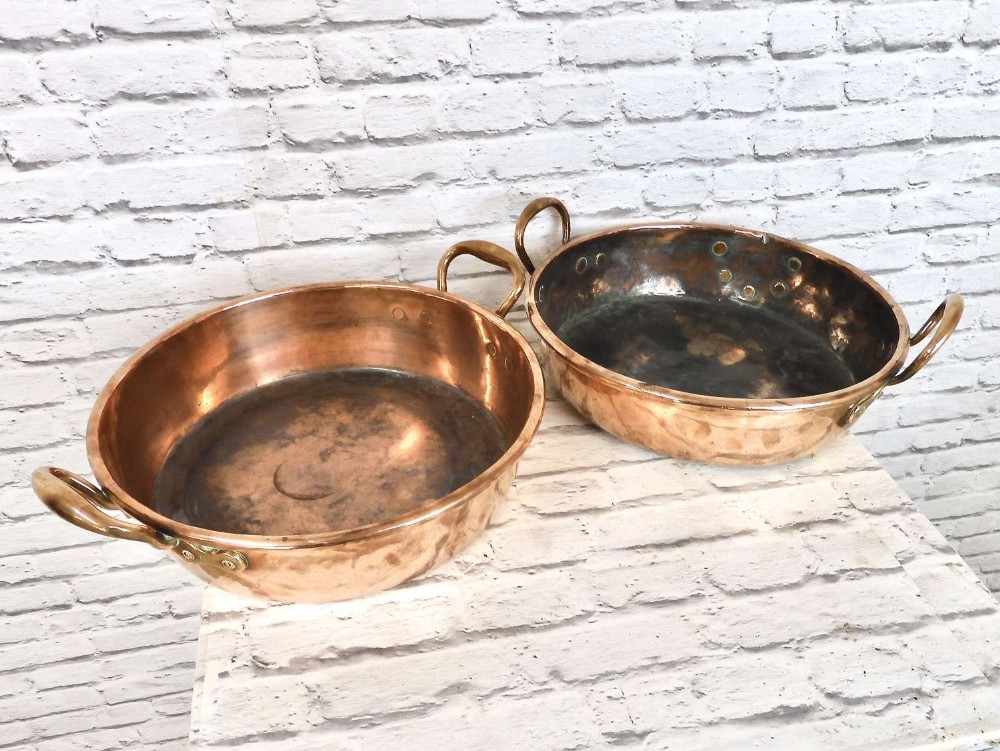 2x Large Copper Pans