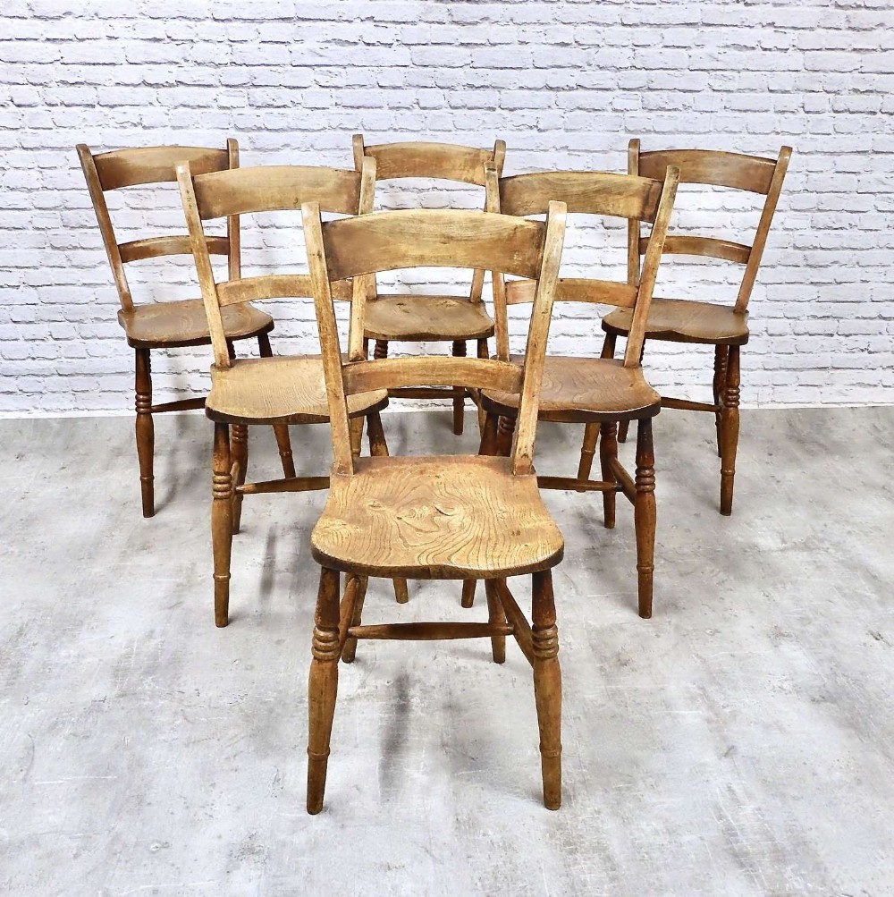 Set 6 Farmhouse Windsor Kitchen Dining Chairs