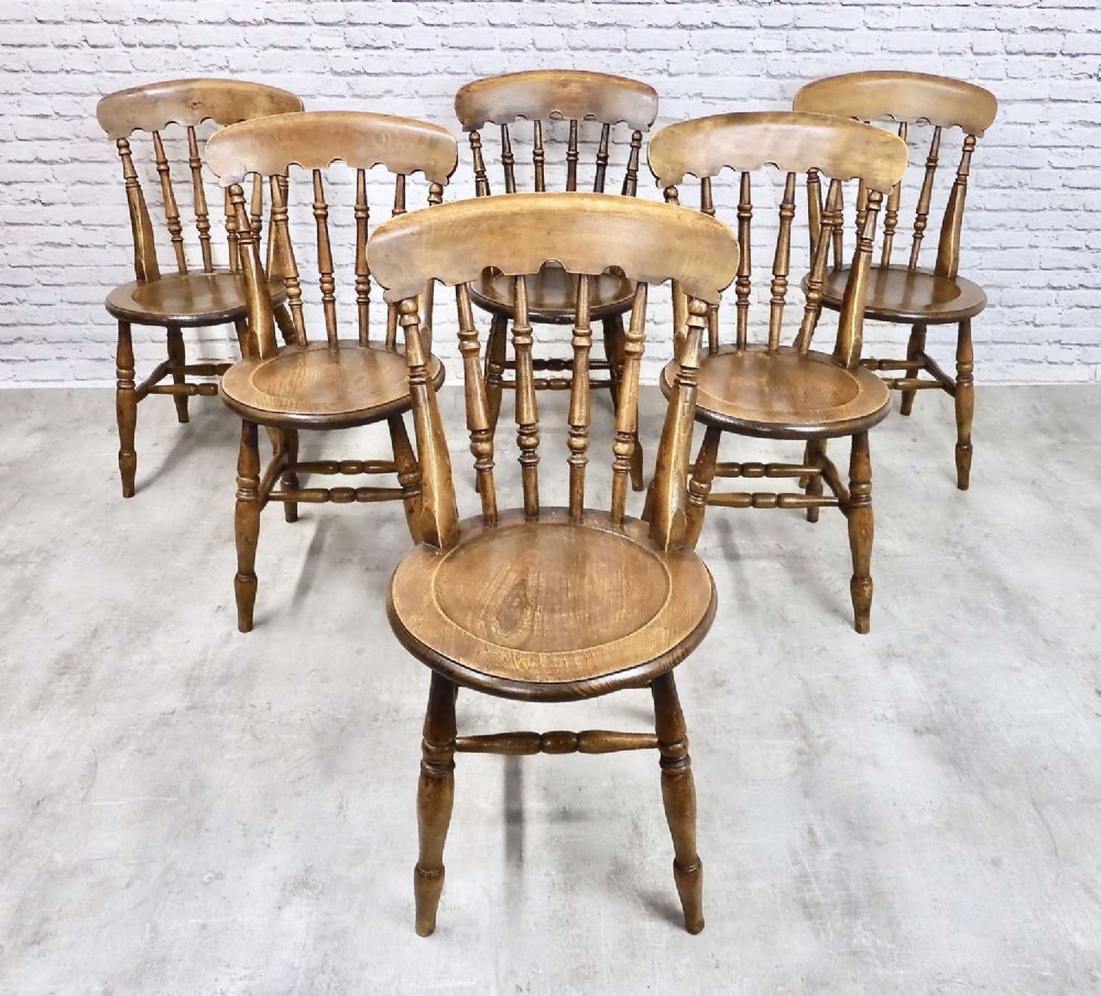 Set 6 Farmhouse Windsor Kitchen Dining Chairs