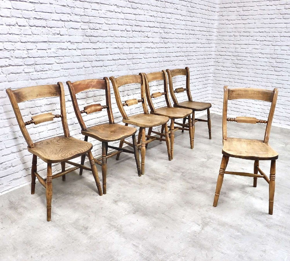 Set 6 Farmhouse Windsor Kitchen Chairs