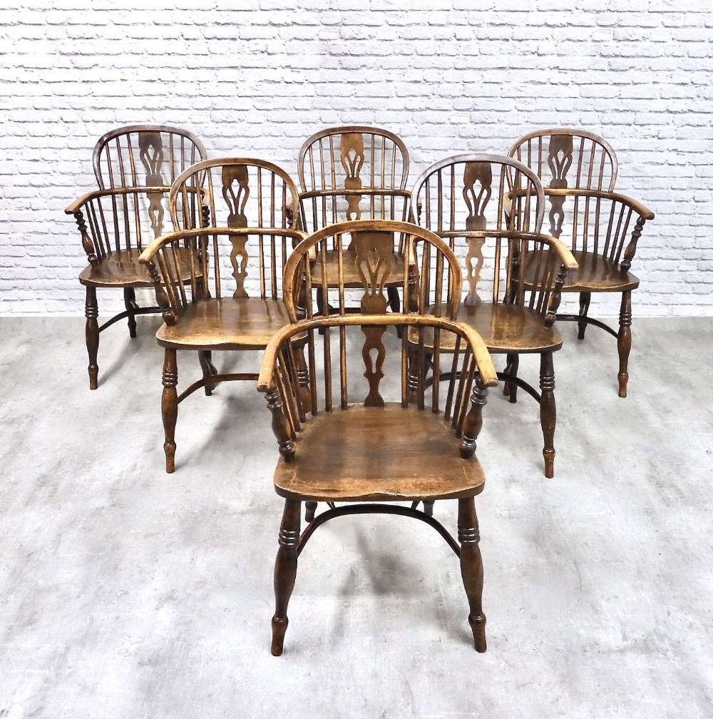 Set 6 Windsor Lowback Armchairs