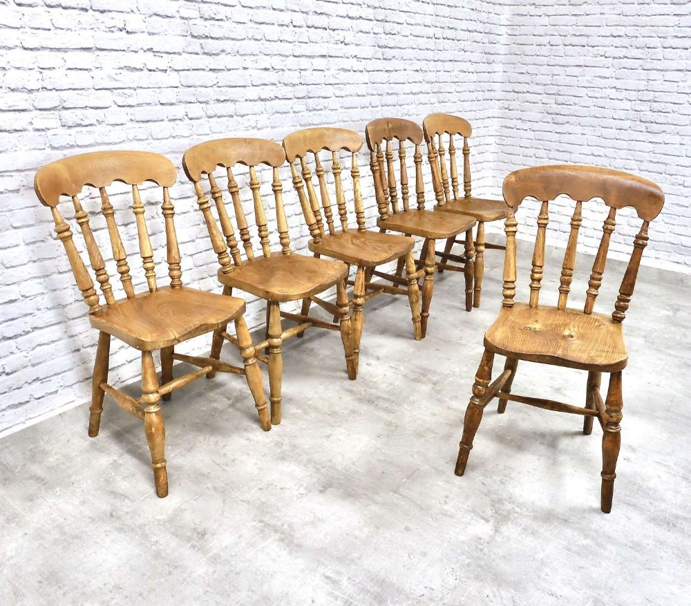 Set 6 Farmhouse Windsor Kitchen Dining Chairs