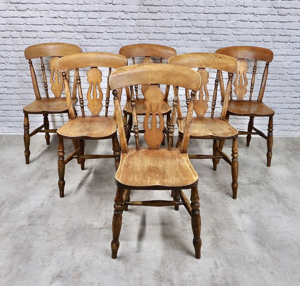 Set 6 Farmhouse Windsor Kitchen Dining Chairs