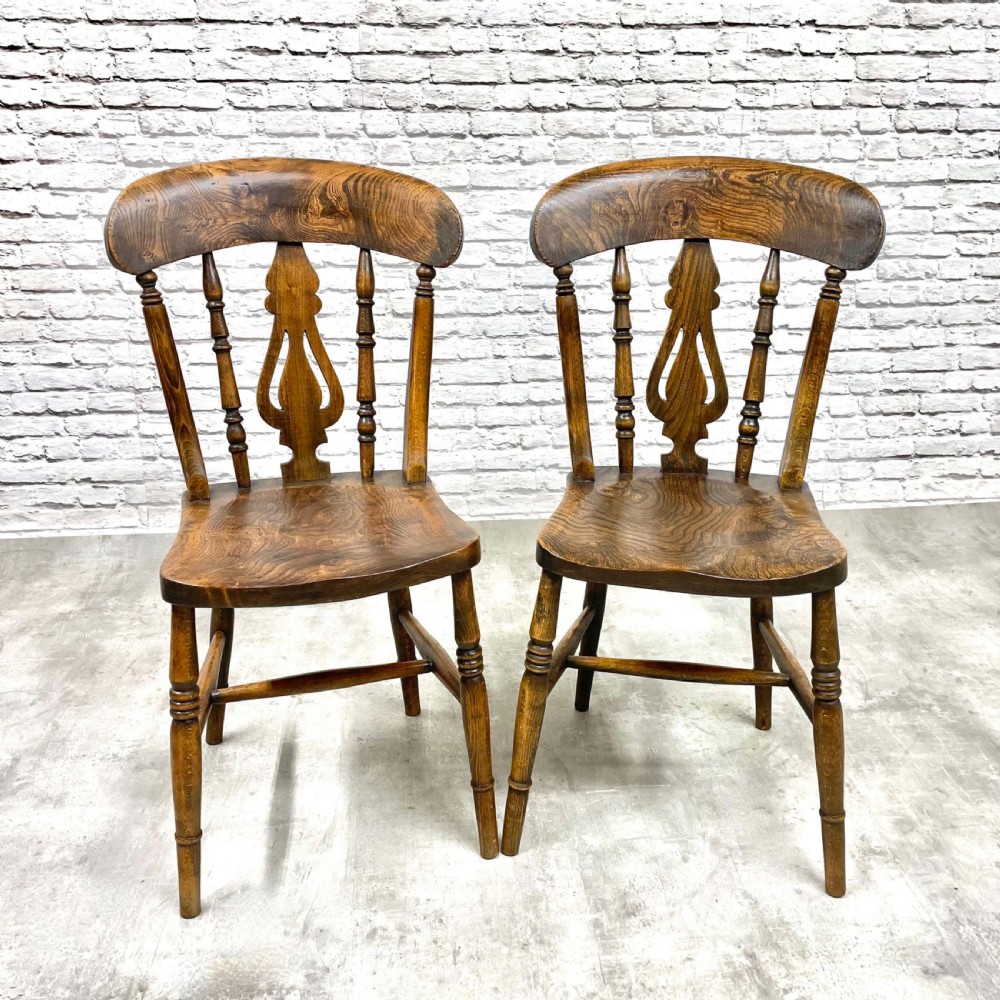A Pair of Country Kitchen Windsor Chairs