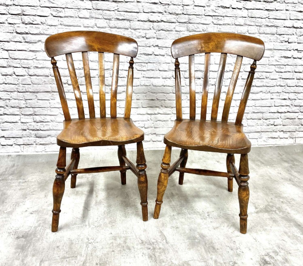 Pair Windsor Country Kitchen Dining Chairs