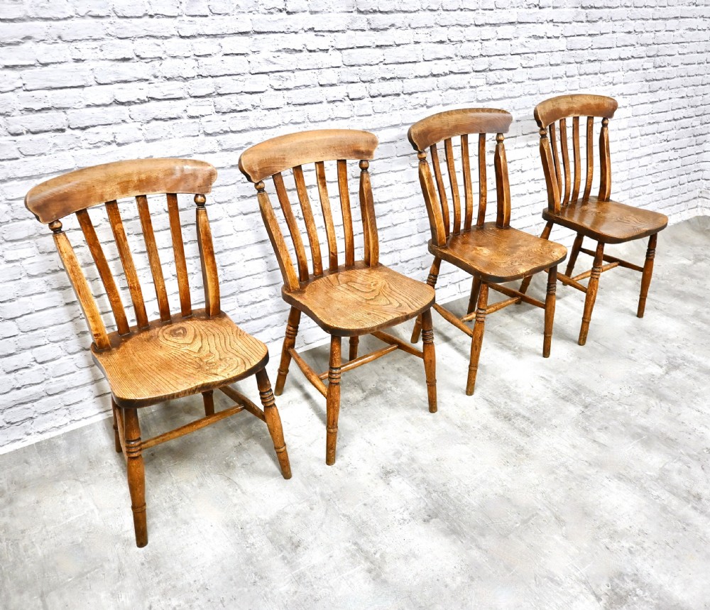 Set 4 Lathback Farmhouse Kitchen Chairs