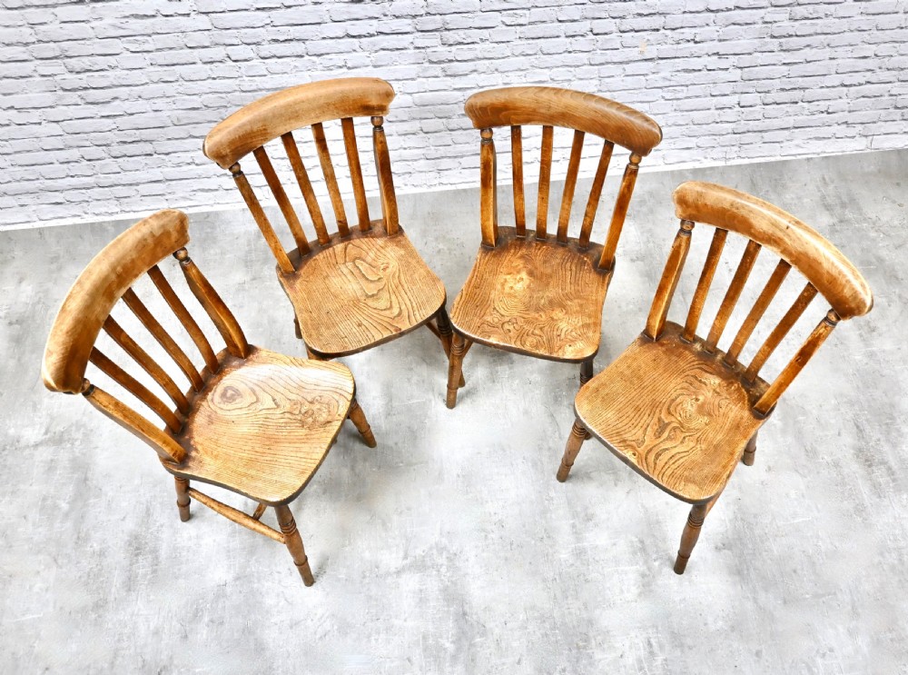 Set 4 Lathback Farmhouse Kitchen Chairs View III