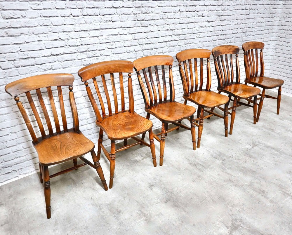 Traditional Windsor Lathback Kitchen Dining Chairs x6