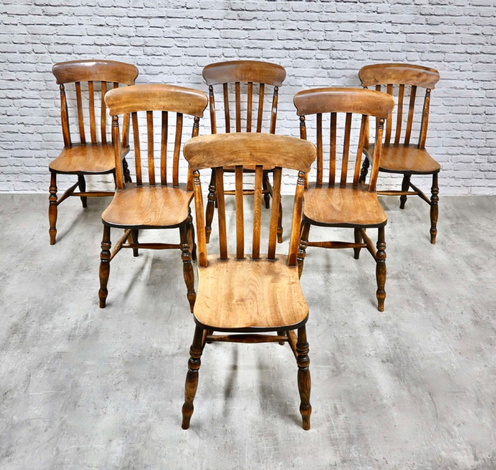 C19th True Set 6 Windsor Kitchen Dining Chairs