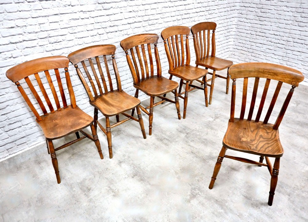 Set 6 Farmhouse Country Kitchen Windsor Chairs View VI