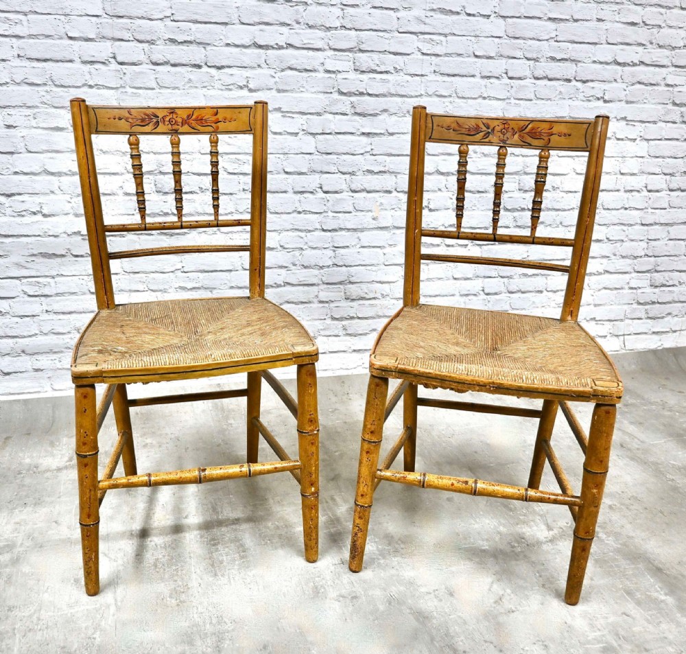 Pr Floral Painted Side Chairs View VI