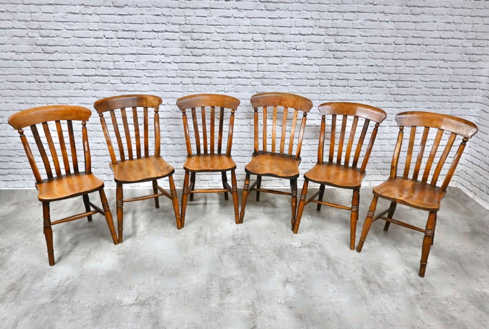 Set 6 Windsor Lathback Kitchen Dining Chairs