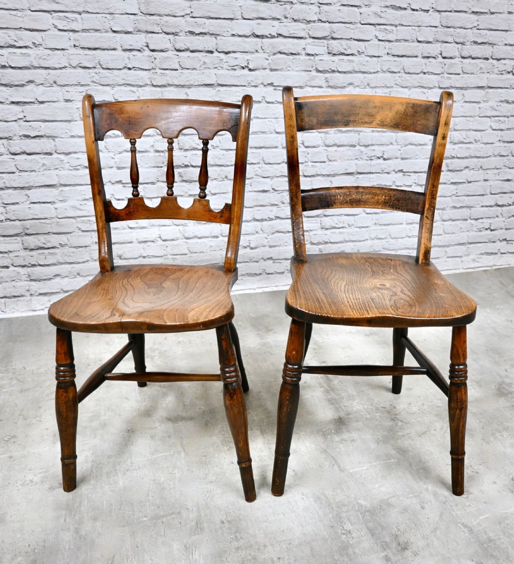Harlequin Set 6 C19th Windsor Kitchen Dining Chairs View VI