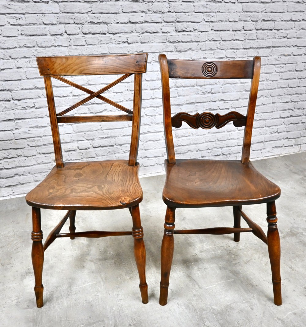 Harlequin Set 6 C19th Windsor Kitchen Dining Chairs View VII