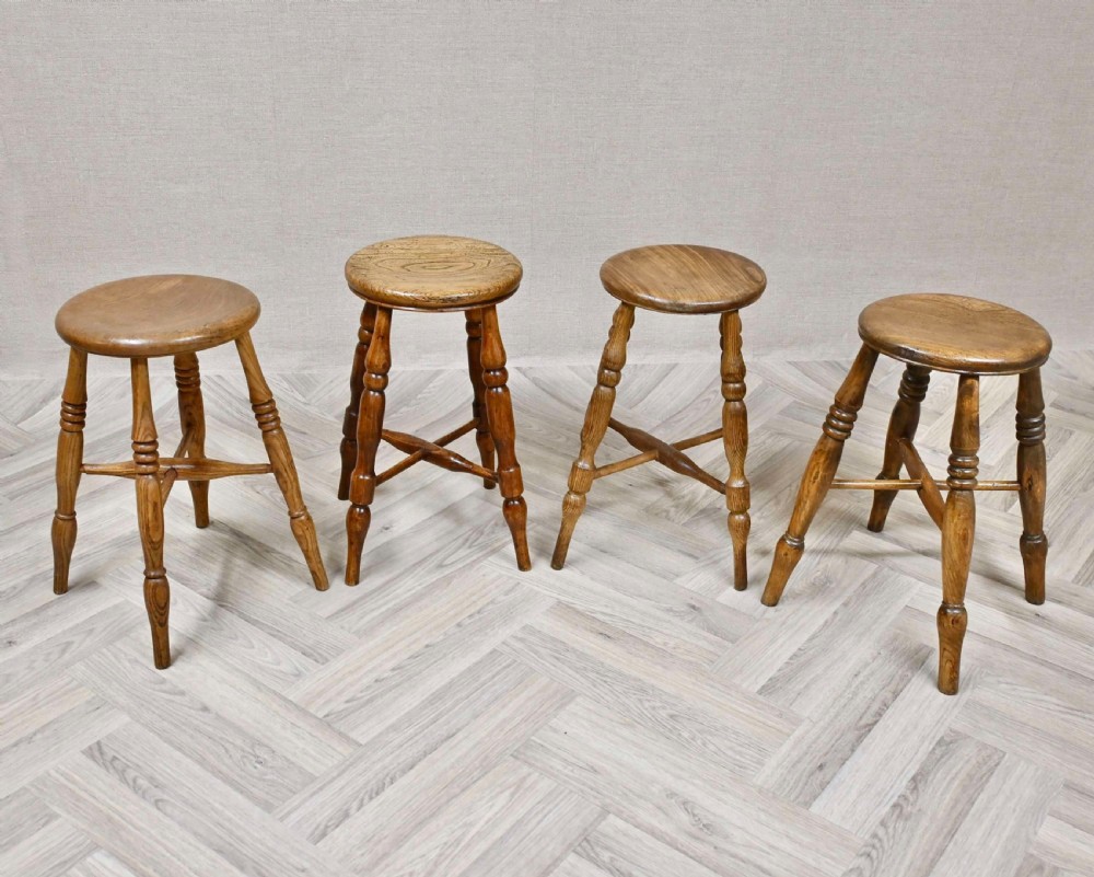 4x C19th Windsor Stools