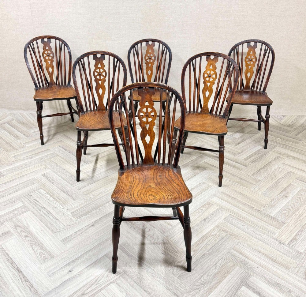 Set 6 C19th Farmhouse Windsor Kitchen Chairs
