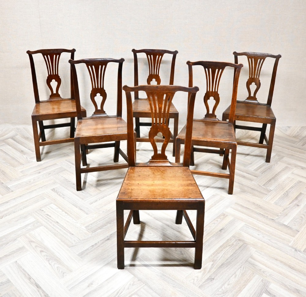 Set 6 C19th Oak Kitchen Dining Chairs