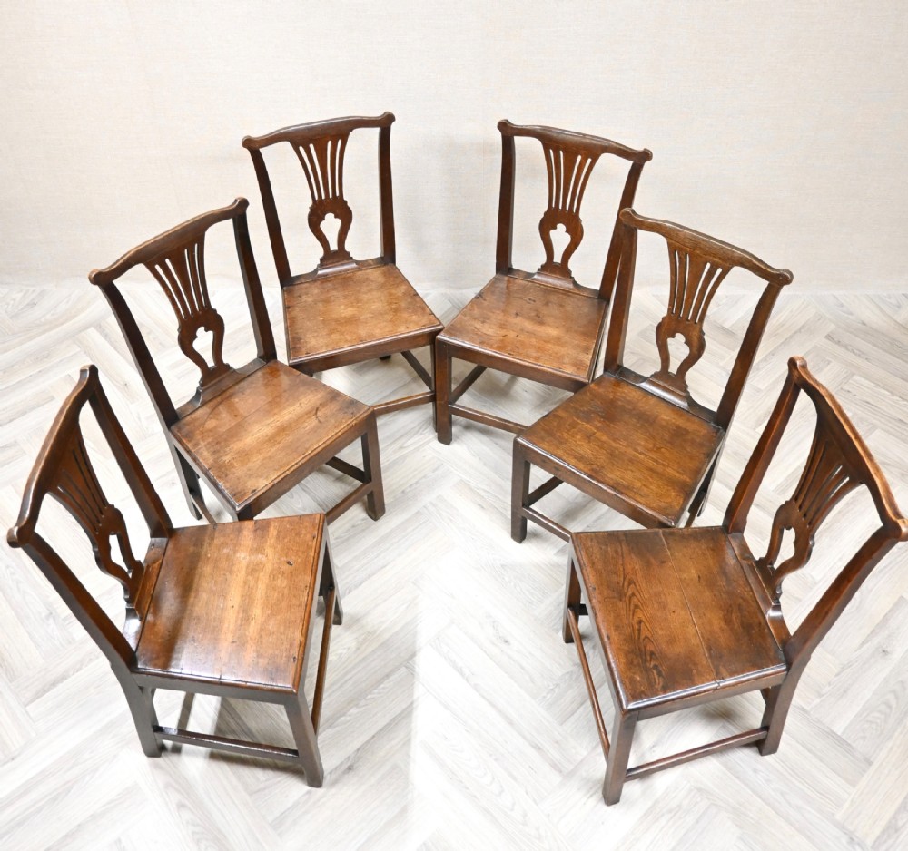 Set 6 C19th Oak Kitchen Dining Chairs View III