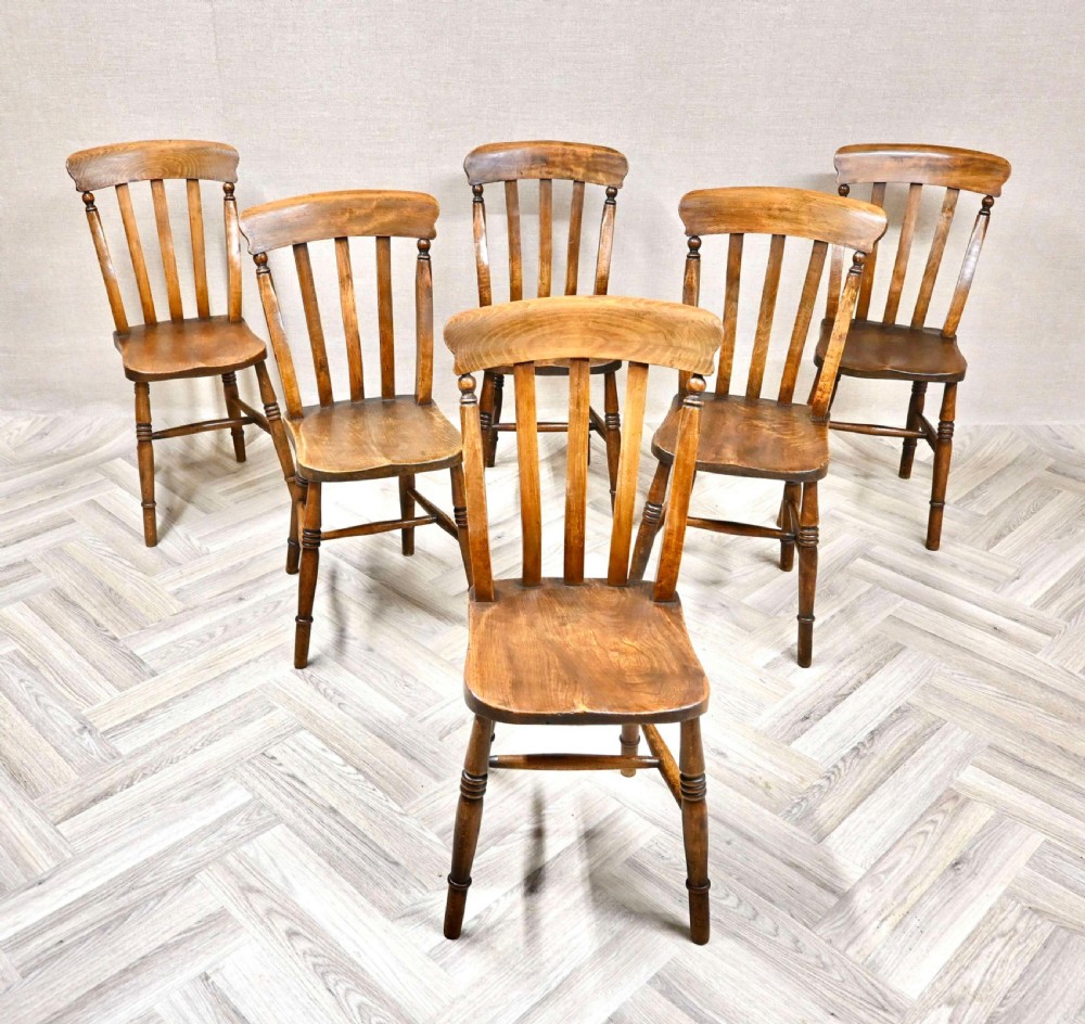 Set 6 Lathback Windsor Country Kitchen Chairs