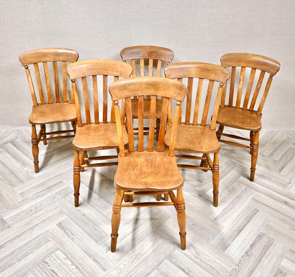 Lathback Windsor Country Kitchen Chairs x6