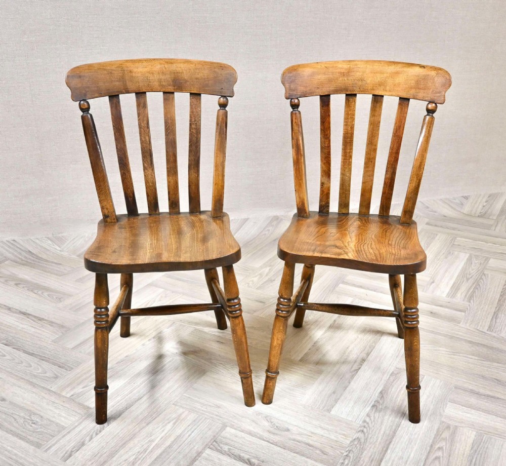 Pr Mid C20th Windsor Utility Kitchen Chairs