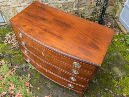 GEORGIAN MAHOGANY BOW FRONT CHEST OF DRAWERS C1800 GEORGE III - ADDITIONAL PHOTO 8