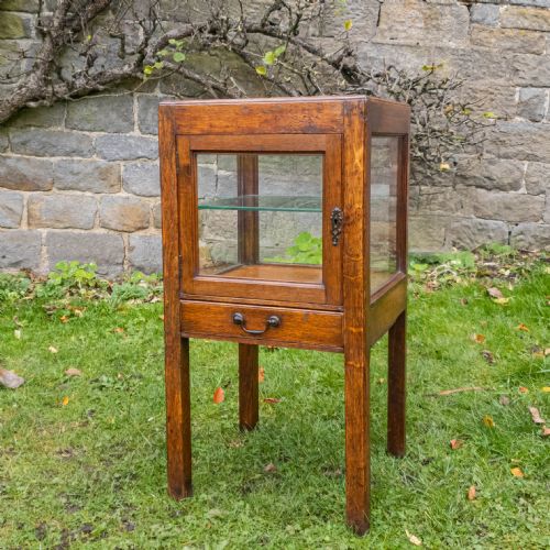 edwardian oak glazed display cabinet c1905 - CATEGORY: ANTIQUE CABINETS - DATED EDWARDIAN