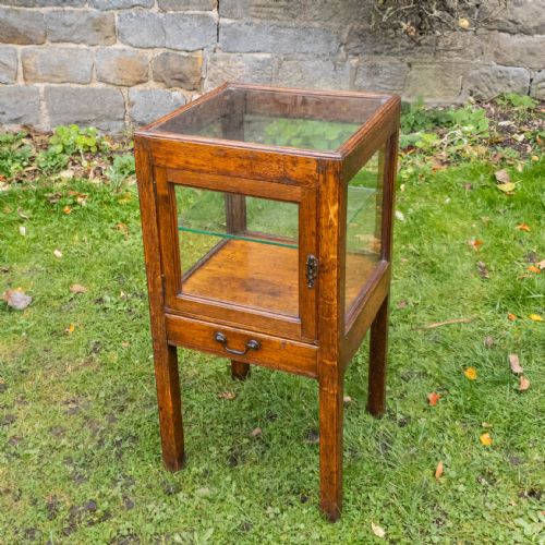 EDWARDIAN OAK GLAZED DISPLAY CABINET C1905 - ADDITIONAL PHOTO 4