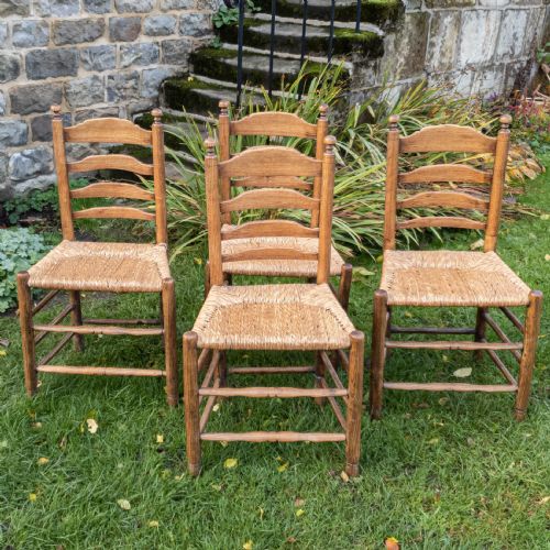 c18th elm provincial country ladderback set of 4 dining chairs c1790 georgian - CATEGORY: ANTIQUE CHAIRS - DATED 18TH CENTURY