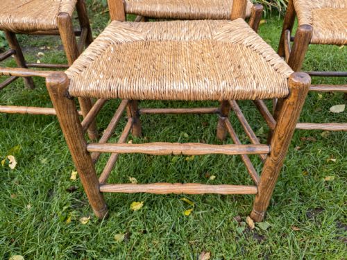 C18TH ELM PROVINCIAL COUNTRY LADDERBACK SET OF 4 DINING CHAIRS C1790 GEORGIAN - ADDITIONAL PHOTO 2