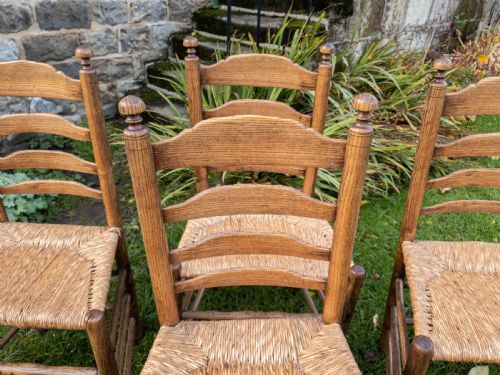 C18TH ELM PROVINCIAL COUNTRY LADDERBACK SET OF 4 DINING CHAIRS C1790 GEORGIAN - ADDITIONAL PHOTO 5