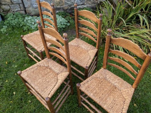 C18TH ELM PROVINCIAL COUNTRY LADDERBACK SET OF 4 DINING CHAIRS C1790 GEORGIAN - ADDITIONAL PHOTO 7