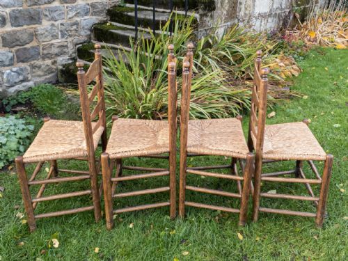 C18TH ELM PROVINCIAL COUNTRY LADDERBACK SET OF 4 DINING CHAIRS C1790 GEORGIAN - ADDITIONAL PHOTO 9