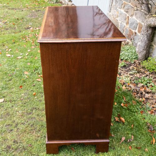 GEORGIAN MAHOGANY INLAID BANDED STRAIGHT FRONT 4 HEIGHT CHEST OF DRAWERS C1780 - ADDITIONAL PHOTO 4