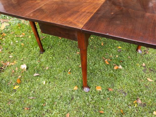 GEORGE II MAHOGANY PAD FOOT DROP LEAF DINING TABLE C1750 GEORGIAN - ADDITIONAL PHOTO 6