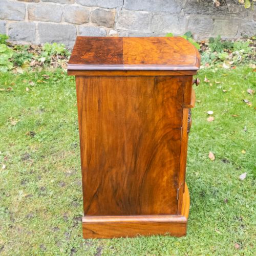 VICTORIAN BURR WALNUT CARVED PEDESTAL BEDSIDE CABINET C1870 TABLE - ADDITIONAL PHOTO 8