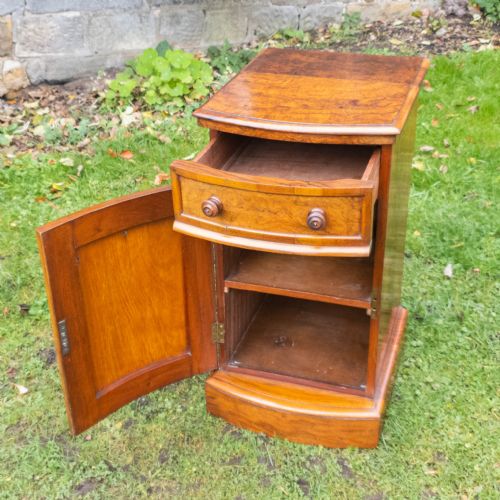 VICTORIAN BURR WALNUT CARVED PEDESTAL BEDSIDE CABINET C1870 TABLE - ADDITIONAL PHOTO 9