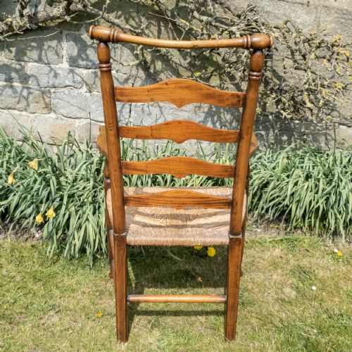 C19TH MACCLESFIELD LADDERBACK ELM ASH COUNTRY FARMHOUSE CARVER ARMCHAIR - ADDITIONAL PHOTO 7