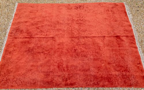 ART DECO CHINESE MONOCHROME RED SCULPTED CARPET 12'4X9' 376X276CM RUG - ADDITIONAL PHOTO 2