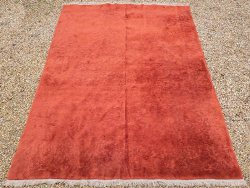 ART DECO CHINESE MONOCHROME RED SCULPTED CARPET 12'4X9' 376X276CM RUG - ADDITIONAL PHOTO 3