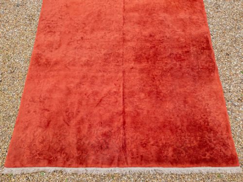 ART DECO CHINESE MONOCHROME RED SCULPTED CARPET 12'4X9' 376X276CM RUG - ADDITIONAL PHOTO 4