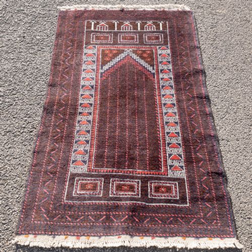 afghan baluch prayer rug 4'10x2'10 148x865cm persian - CATEGORY: ANTIQUE RUGS - DATED 1930