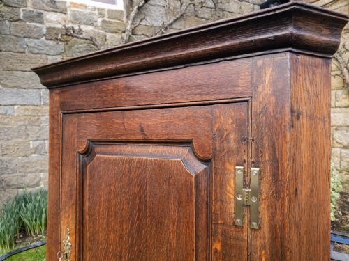 GEORGIAN OAK PANELLED WALL HANGING CORNER CABINET - ADDITIONAL PHOTO 4